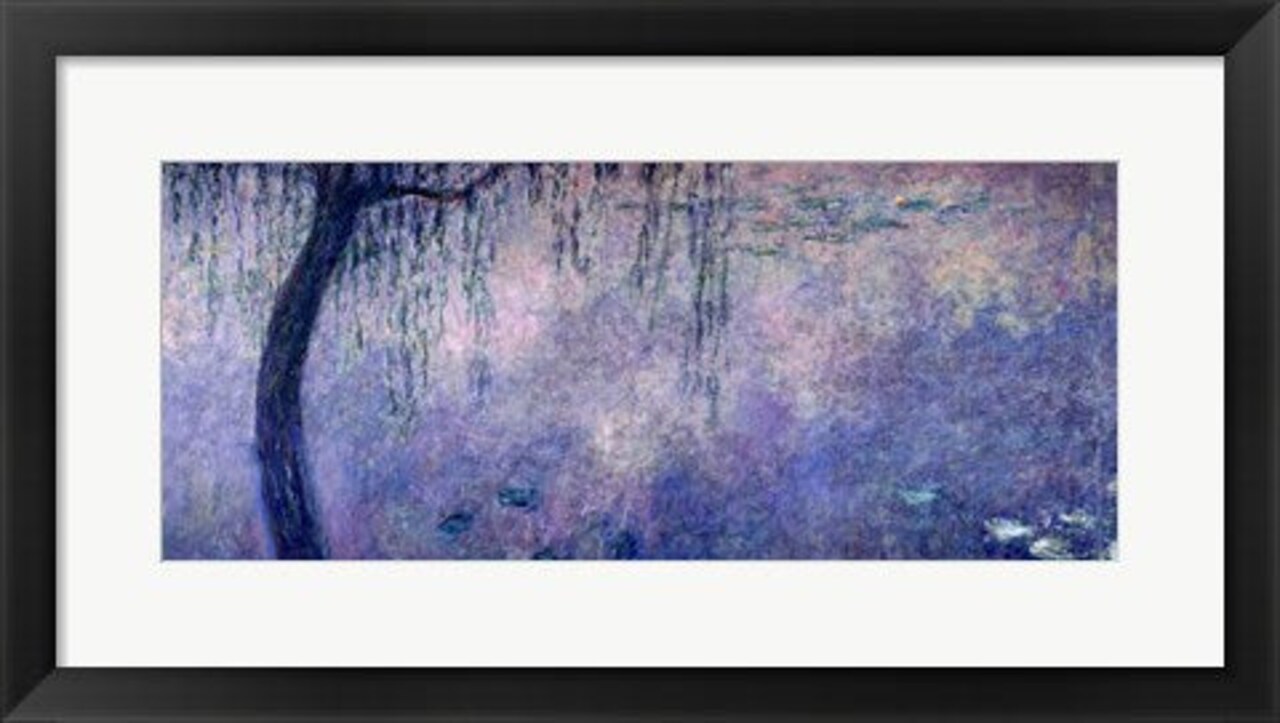 Framed Art Waterlilies: Two Weeping Willows, left section, 1914-18 by Claude Monet Wall Decor 18x24 Artwork